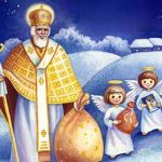 Св. Миколай з ангелами та подарунками