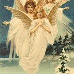 Стародавня листівка з ангелами на Різдво Христове