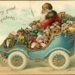 Стара лістівка до Різдва - Санта Клаус на автомобілі