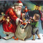 Дід Мороз з подарунками - новорічна ретро листівка