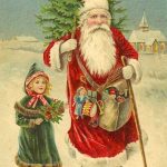 Дід Мороз з дитиною - стара різдвяна відкритка